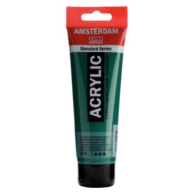 Acrilico Amsterdam verde permanente oscuro tubo 120ml